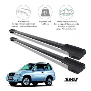 Travessa Teto Larga Preto Aluminio Grand Vitara 1998 À 2004