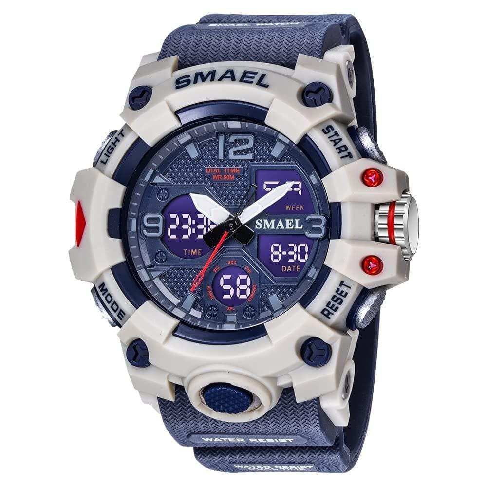 Relógio SMAEL Military for Men Digital Analógico LED Alarm Waterp