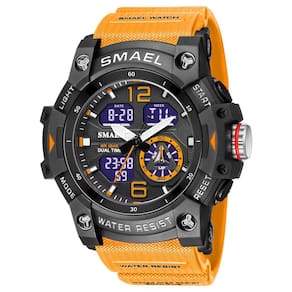 Relógio esportivo SMAEL 8007 Quartz Dual Movement para homens, laranja