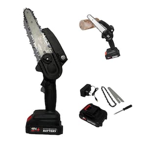 Mini Motosserra Eletrica 48V Sem Fio Bateria Recarregavel 6 Polegadas Corta Bambu