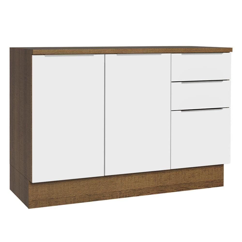Balcão De Pia Cozinha 2 Portas E 3 Gavetas (com Tampo) Rustic/branco Stella Madesa Rustic/branco