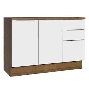 Balcão De Pia Cozinha 2 Portas E 3 Gavetas (com Tampo) Rustic/branco Stella Madesa Rustic/branco
