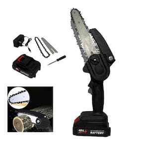 Mini Motosserra Eletrica 48V 6 Polegadas Bateria Recarregavel Sem Fio Potente Lenha Galho Bambu