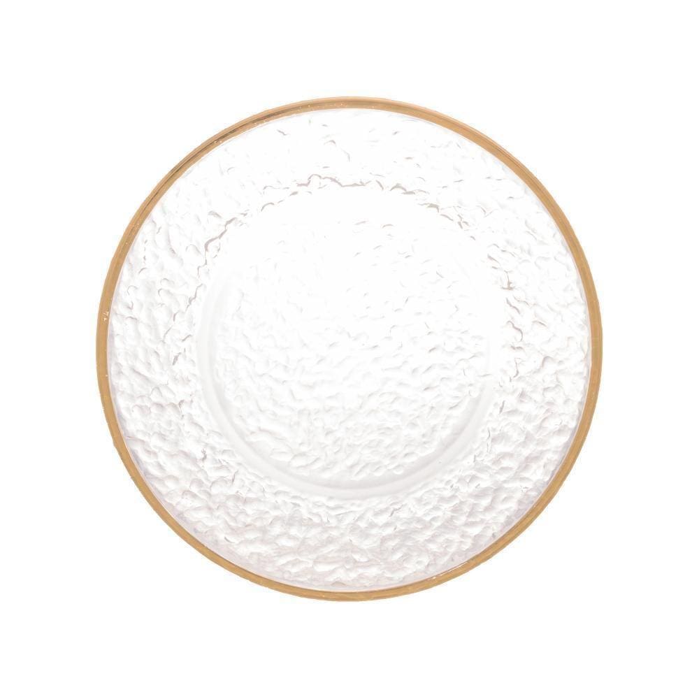 Prato Sobremesa Lyor Petra De Cristal Com Fio De Ouro 20Cm