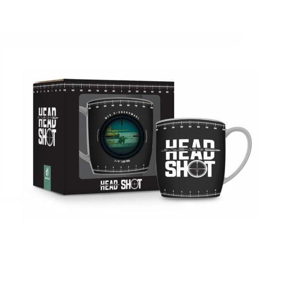 Caneca Cafe Porcelana Gamer Head Shot Sniper 300Ml Cs