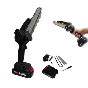 Mini Motosserra Eletrica 48V Bateria Recarregavel 6 Polegadas Sem Fio Madeira Lenha Bambu Potente