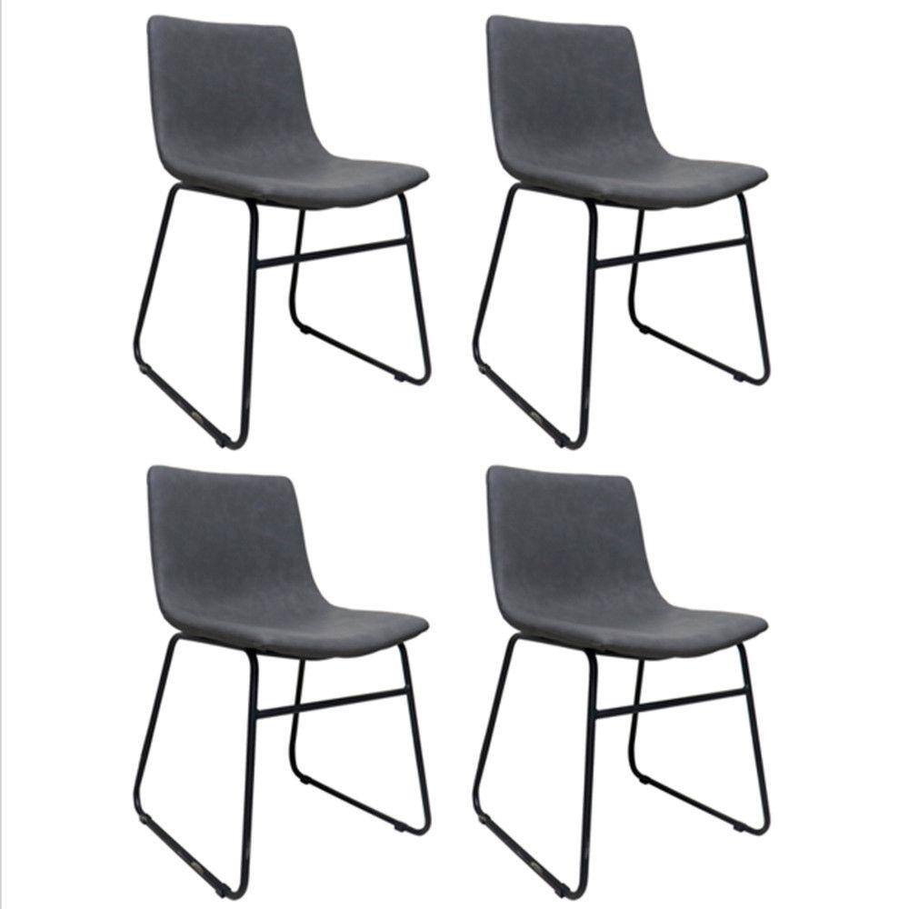 Kit com 4 Cadeiras Denver Assento em MDF e Base em Aço Fratini