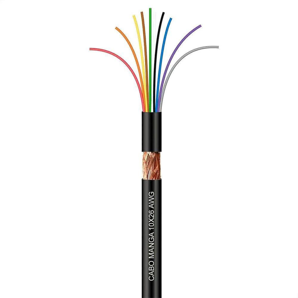 Cabo Manga 10X26 Awg - Com Blindagem Preto - 1 Metro