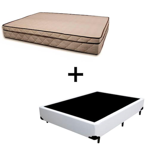 imagem-Cama Box Casal 138 Tecido Sintético Branco Com Colchão Polônia Bello Box - D28 65x138x188