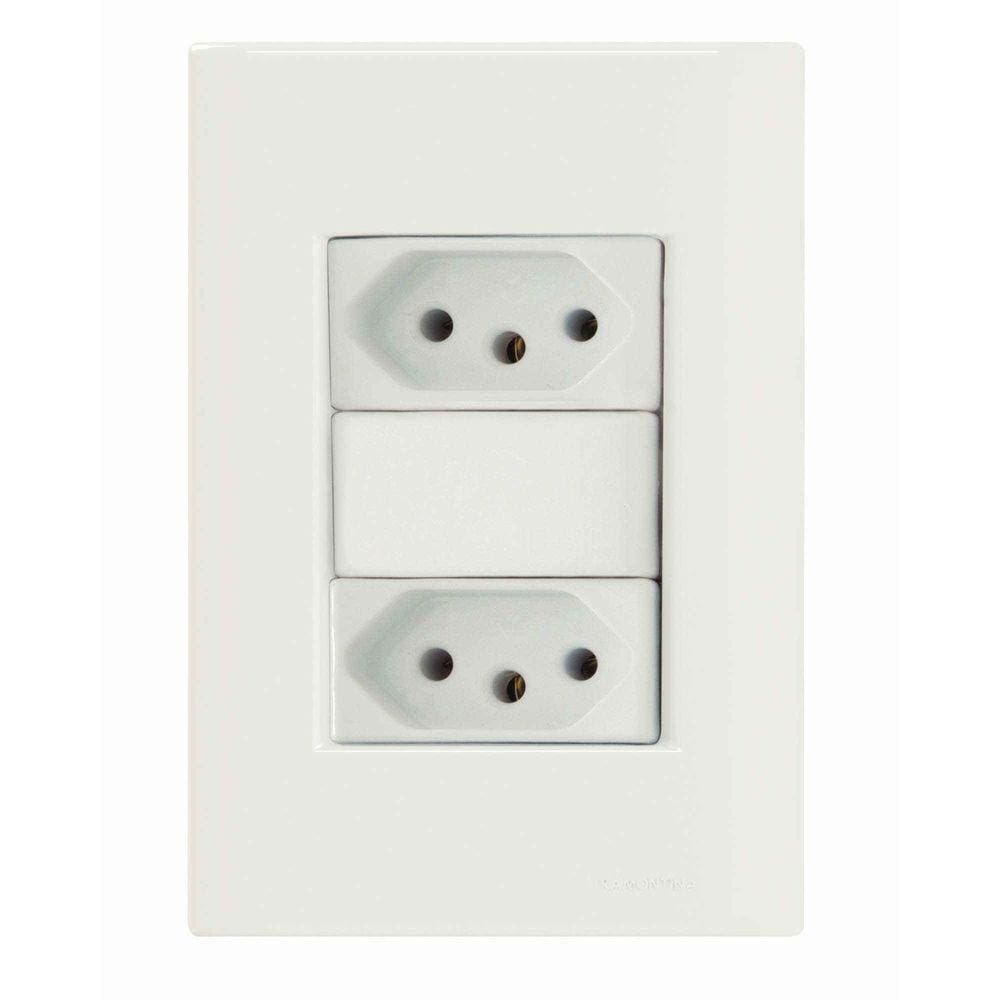 Conjunto 4x2 Com 2 Tomadas 2p+t 10 A 250 V Tramontina Giz Branco Tramontina