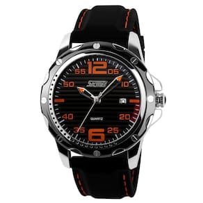 Relógio de pulso SKMEI Black Silicone Band com data para homens
