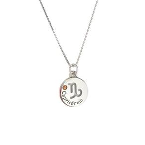 Colar Signos Corrente 55/60-Banhado Platina - Capricórnio