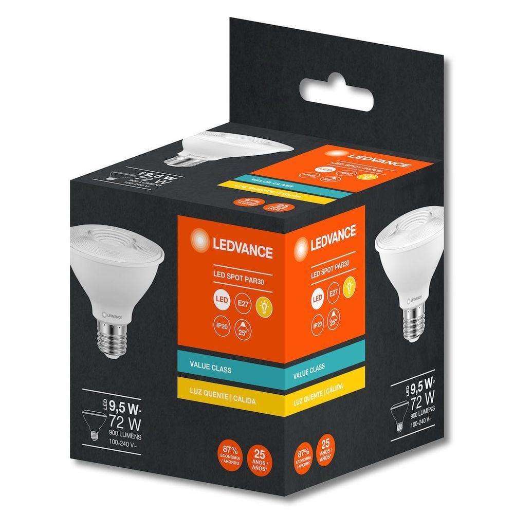 Kit 12 Lampadas Led Par30 9,5W 2700K 900Lm Biv E27-Osram