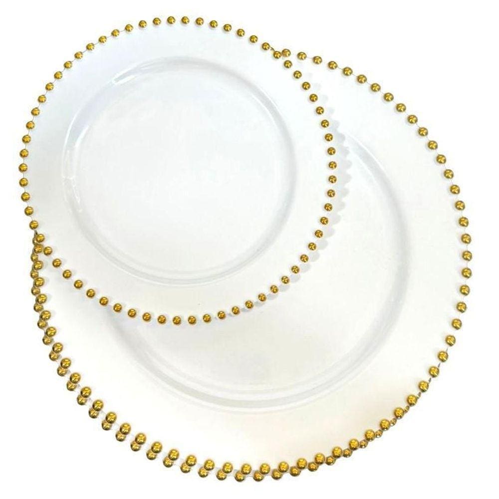 Kit Descartável Luxo Plastic Pratos Jantar E Sobremesa 6Un