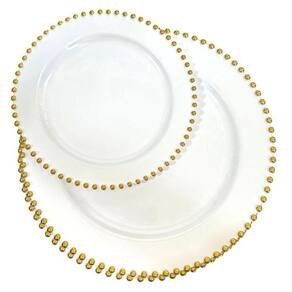 Kit Descartável Luxo Plastic Pratos Jantar E Sobremesa 6Un
