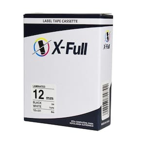 Fita Compatível Brother Tze 231 Branca Letra Preta 12Mm