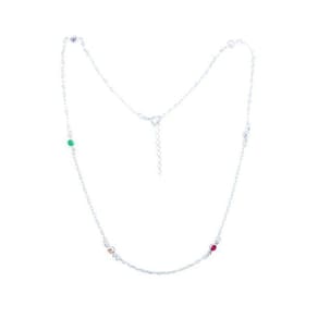 Corrente Choker Prata Pingentes Zircônias Multi Color 4Mm