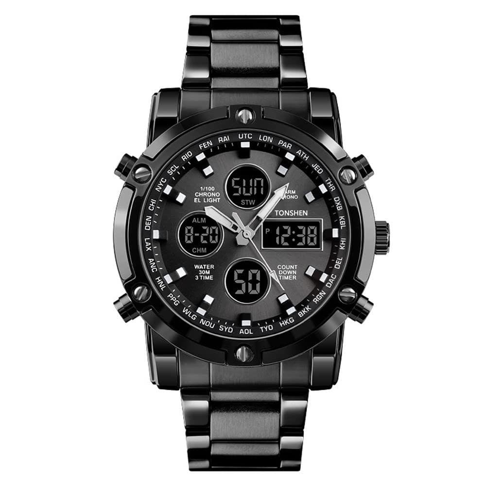 Relógio esportivo TONSHEN Digital Analógico Quartz LED para homens
