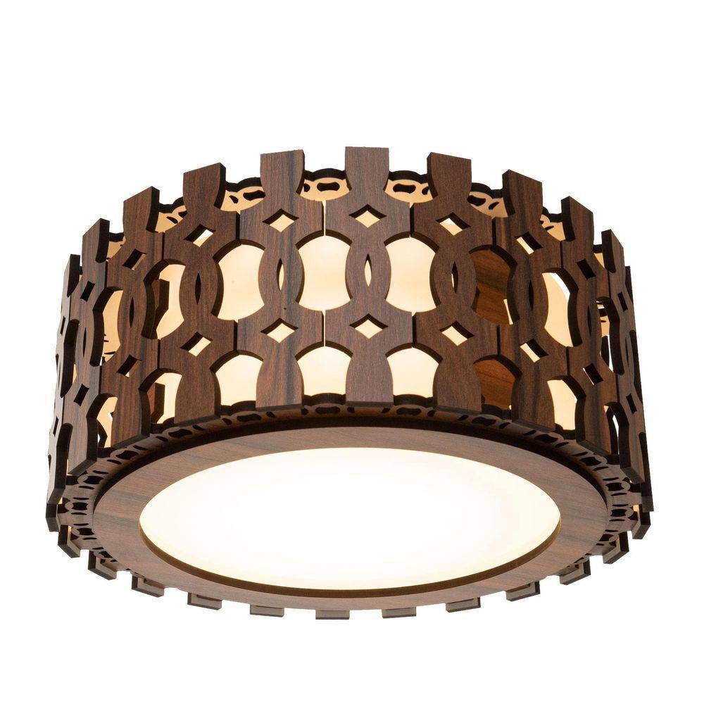 Luminária Decorativa Madeira Plafon Redondo Encantadas 35Cm