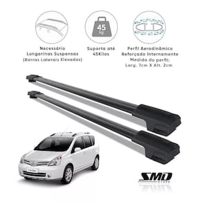 Travessa Teto Larga Aluminio Preto Livina 2009 Em Diante