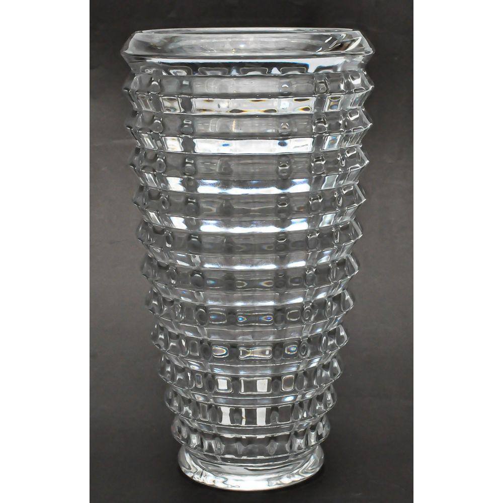 Vaso vidro cristal translucido lapidado 28cm. Corpo em escamas Pesado Ideal para Arranjo