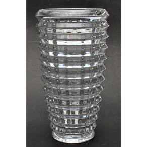 Vaso vidro cristal translucido lapidado 28cm. Corpo em escamas Pesado Ideal para Arranjo