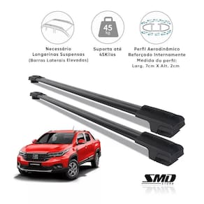 Travessa Teto Larga Aluminio Preto Fiat Strada Volcano Preto