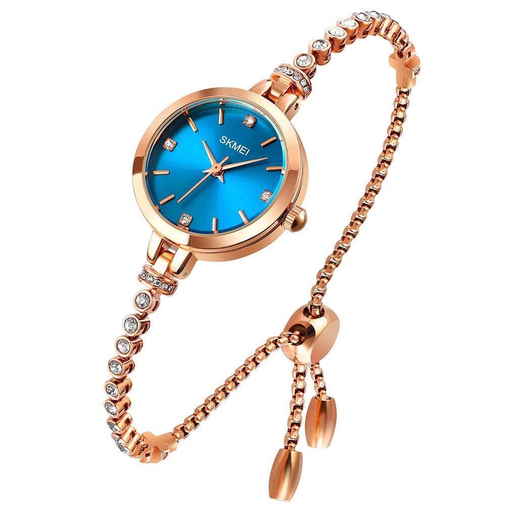 Relógio feminino SKMEI L1805/L1854, pulseira, diamante, ouro rosa