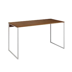 Escrivaninha Industrial Base Ferro Branco Tampo Mdp Amêndoa 120x60