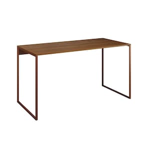 Escrivaninha Industrial Base Ferro Cobre Tampo Mdp Amêndoa 120x60