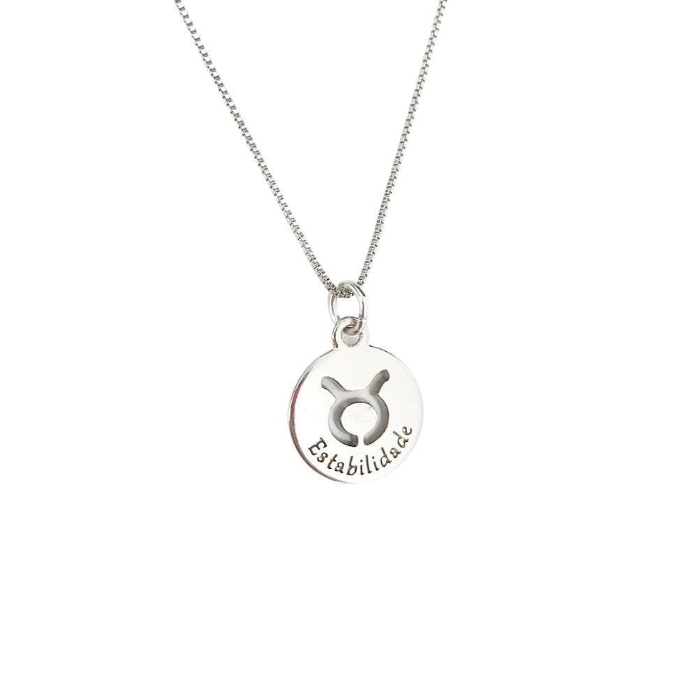 Colar Signos Corrente 55/60-Banhado Platina - Touro