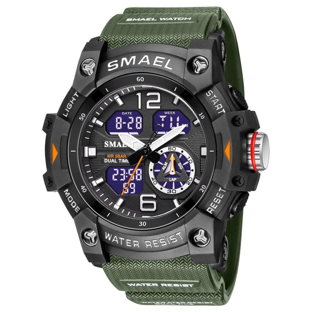 Relógio esportivo SMAEL 8007 Quartz Digital Dual Movement para homens