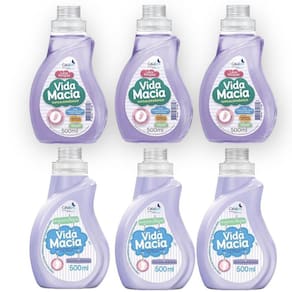 Kit Vida Macia: 3 Un Lava Roupas 500Ml + 3 Un Amaciante
