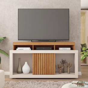 Rack para Tv até 55 Polegadas Frisos Decorativos Valença Freijó/Off White
