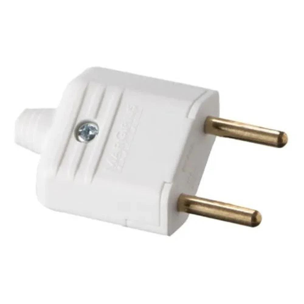 Plugue Desmontável 2P 180º 10A Com Prensa Cabos Branco