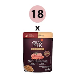 Ração Úmida GranPlus Gourmet Gatos Filhotes Frango 85g - Pack com 18 unidades