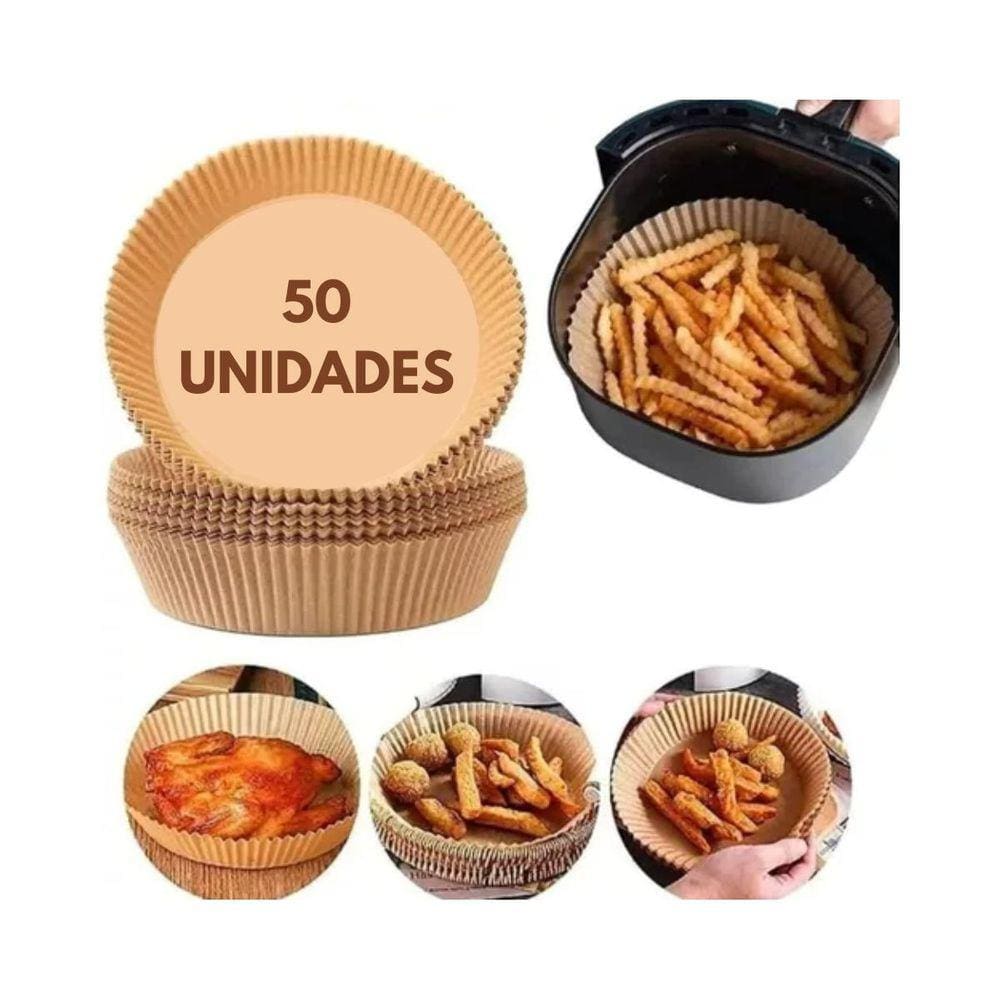 Kit 50 Formas De Papel Descartável Air Fryer Antiaderente