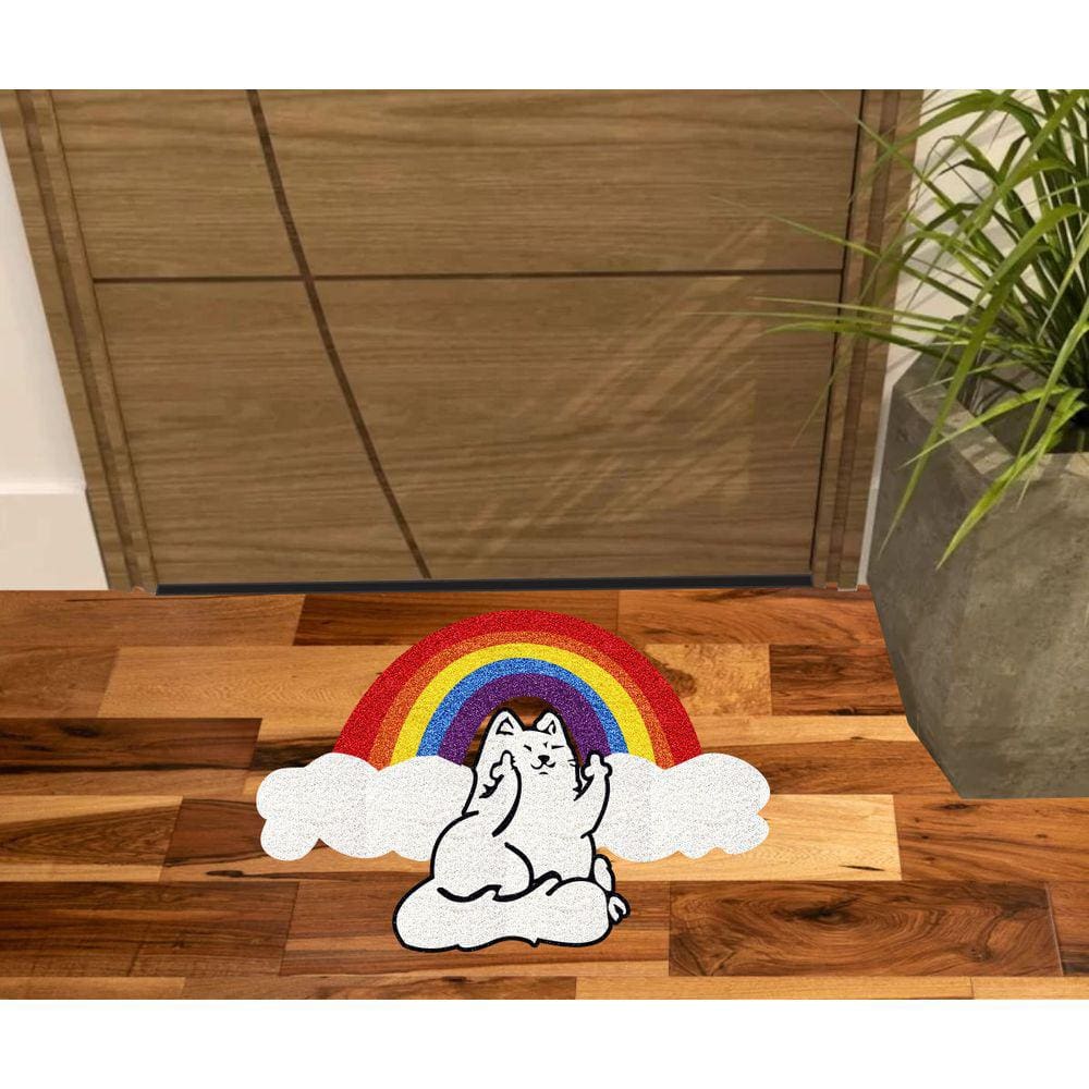 Tapete Gato Nuvem E Arco Iris Muito Colorido E Resistente.