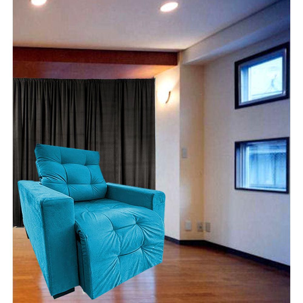 Poltrona Amamentação Retratil E Reclinavel Sala Quarto Mamae Sofia Turquesa