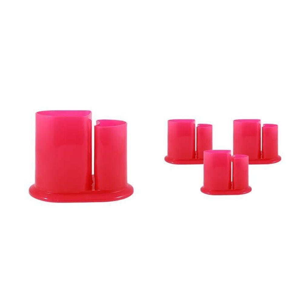 Kit 4 Porta Lápis Duo Rosa Neon Plástico