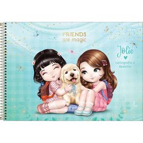 Caderno Desenho Capa Dura Jolie 80 Folhas Presente Volta As