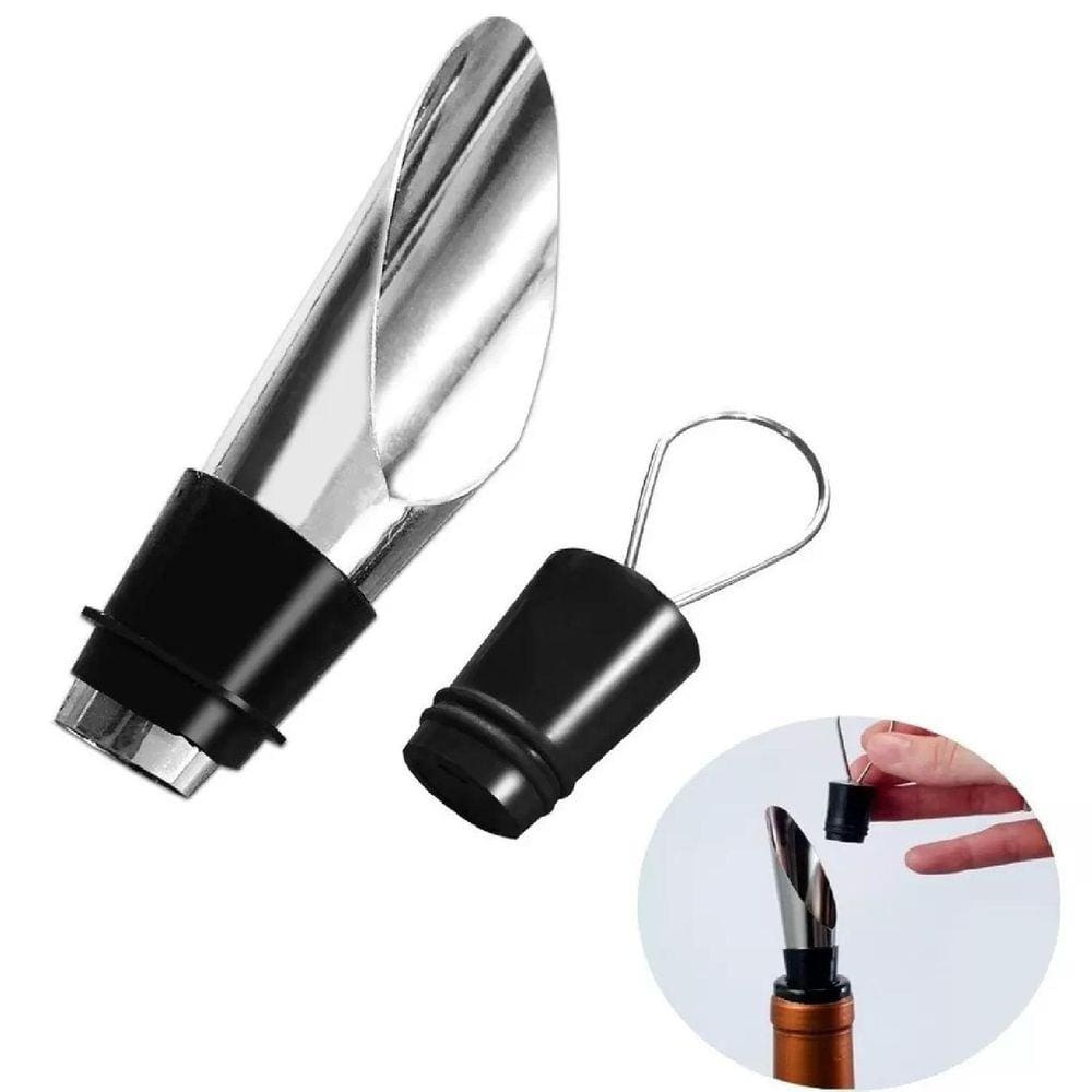 Dosador com tampa p/ vinho - Aço Inox - 7,5cm