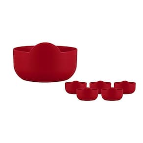 Kit 6 Super Bowl Vermelho 475Ml Plástico Premium