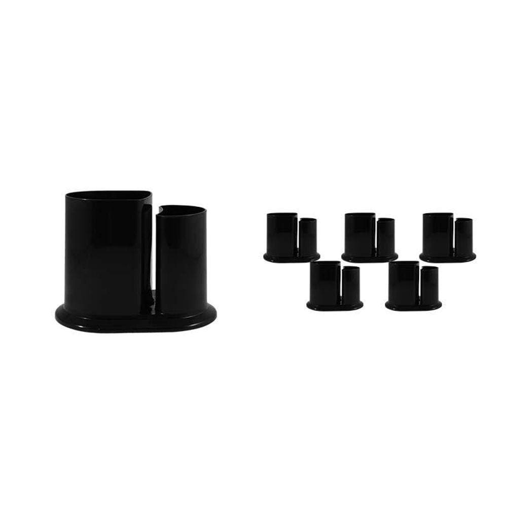 Kit 6 Porta Lápis Duo Preto Plástico
