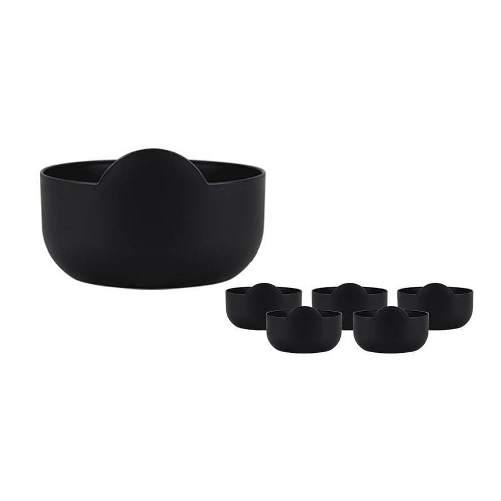 Kit 6 Super Bowl Preto 475Ml Plástico Premium