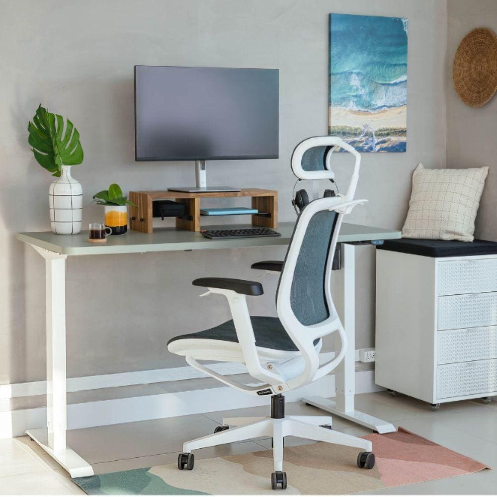 Mesa com Regulagem de Altura Elétrica Misch sem Tampo Branco