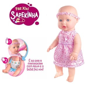 Boneca Baby Sapekinha Faz Xixi De Verdade Fralda Mamadeira