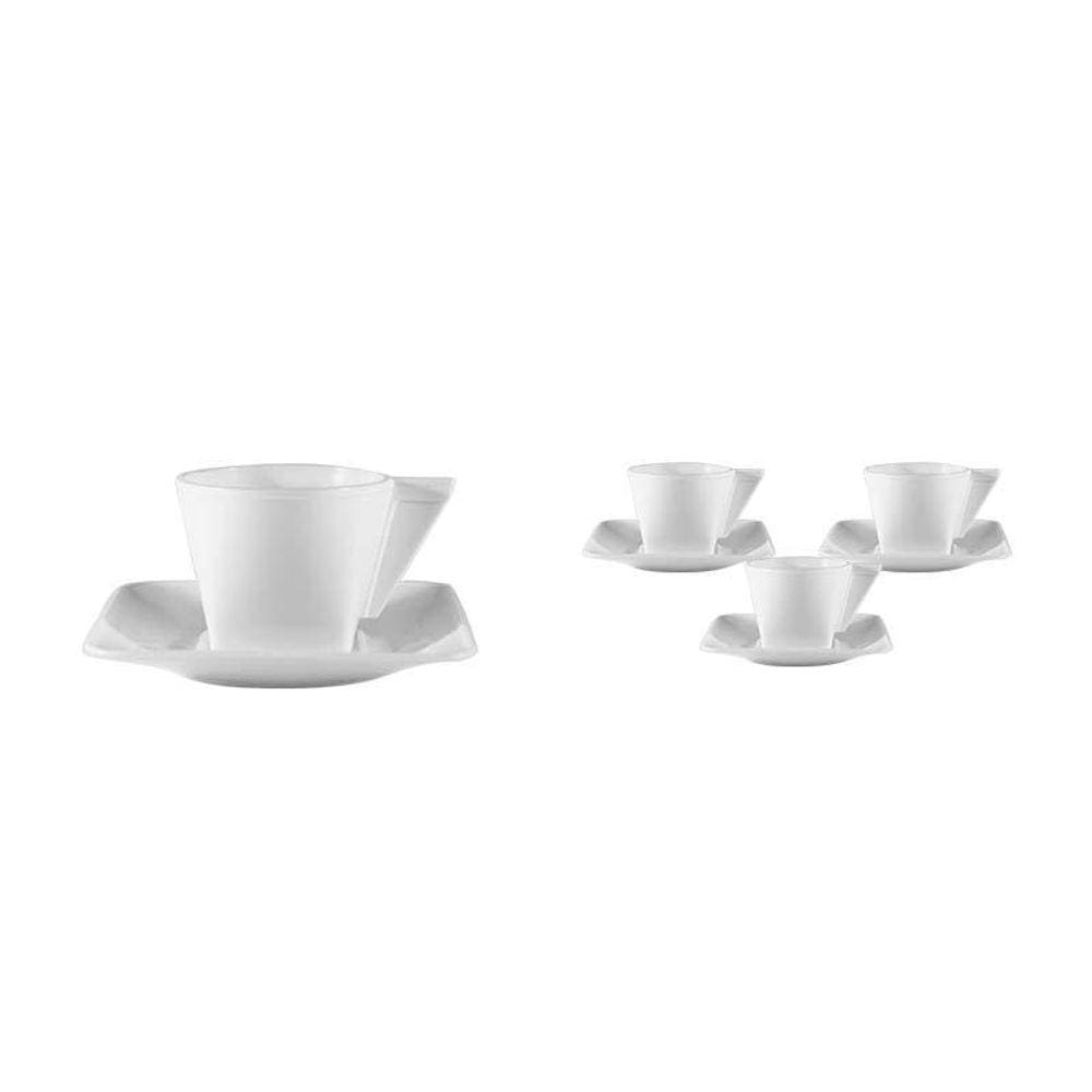 Kit 4 Xícara E Pires Branco 50Ml Plástico