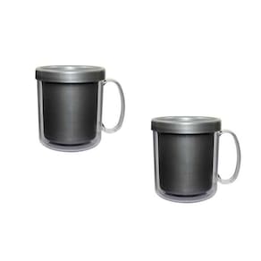 Kit 2 Canecas Térmica Cristal Prata 300Ml Plástico
