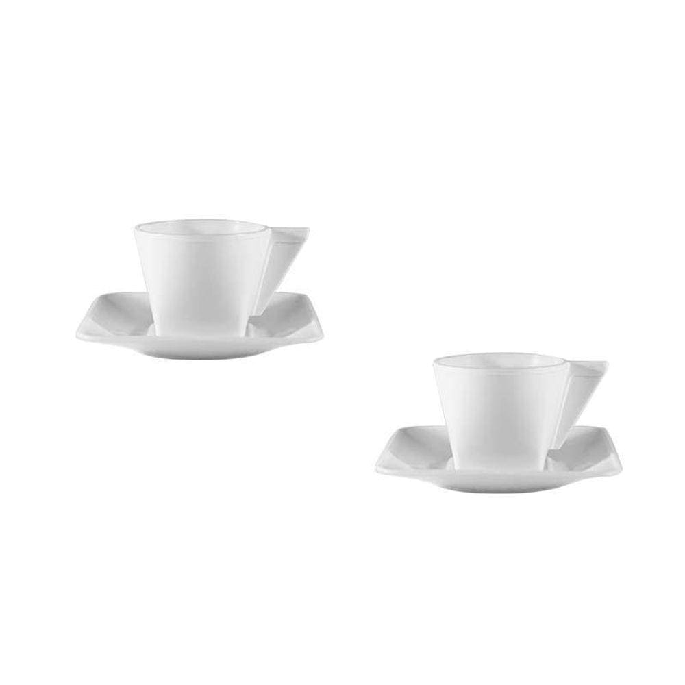 Kit 2 Xícara E Pires Branco 50Ml Plástico